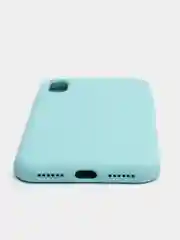 Мятный чехол на iPhone X, XS, XR, 7, 8, se, 12, 12 Pro, Mini, Max silicone case, закрытый низ, бархат внутри