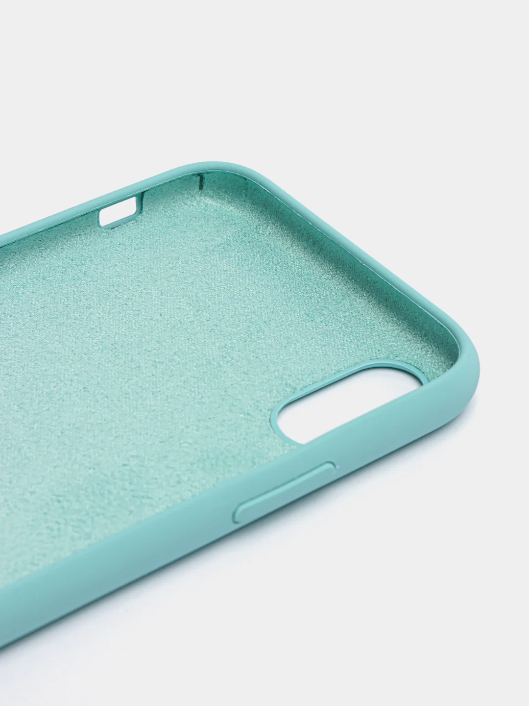 Мятный чехол на iPhone X, XS, XR, 7, 8, se, 12, 12 Pro, Mini, Max silicone case, закрытый низ, бархат внутри