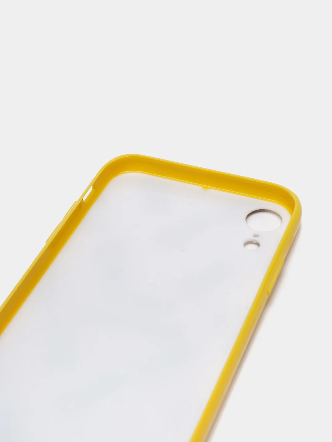 Желтый чехол Apple iPhone XR белый с рисунком и цветной рамкой