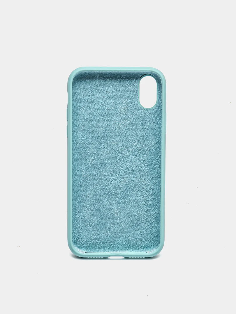 Мятный чехол на iPhone X, XS, XR, 7, 8, se, 12, 12 Pro, Mini, Max silicone case, закрытый низ, бархат внутри