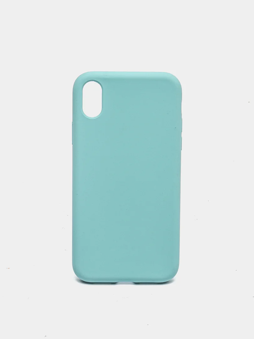Мятный чехол на iPhone X, XS, XR, 7, 8, se, 12, 12 Pro, Mini, Max silicone case, закрытый низ, бархат внутри