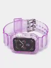 Фиолетовый ремешок для Apple Watch 38 / 40 / 41 / 42 / 44 / 45 / 49 мм браслет силиконовый прозрачный