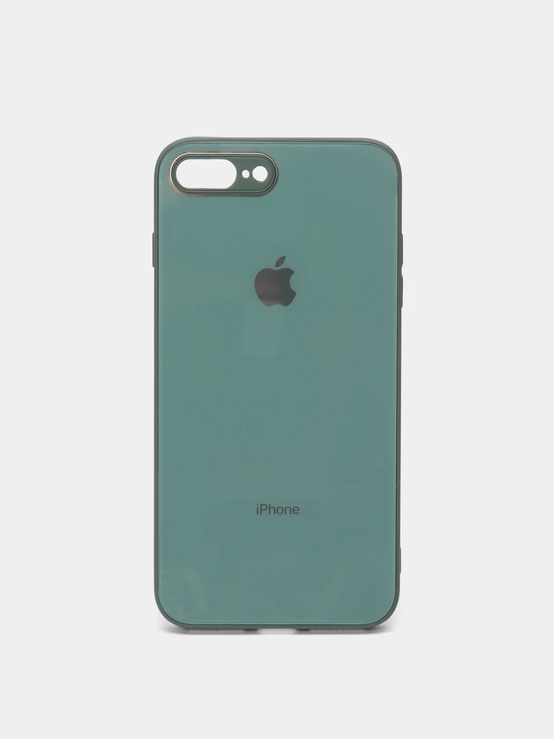 Зеленый чехол силиконовый со стеклянной панелью для iPhone 7 Plus / iPhone 8 Plus