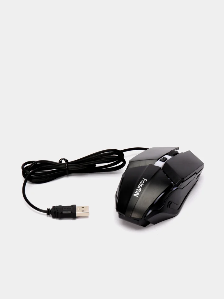 Мышь проводная FaisON, M-11, Balance, игровая, кабель 1,5 м, RGB подсветка, USB, 4 кнопки