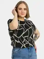 Черный женская футболка  оверсайз "Мозаика"  100% хлопок