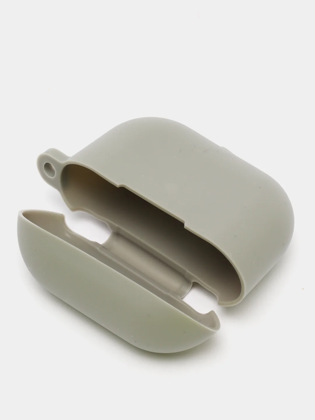 Серый силиконовый чехол для наушников Apple Airpods 3 с карабином в комплекте