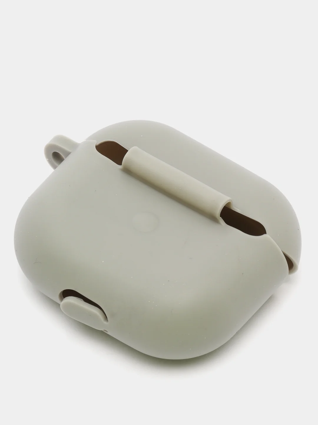 Серый силиконовый чехол для наушников Apple Airpods 3 с карабином в комплекте