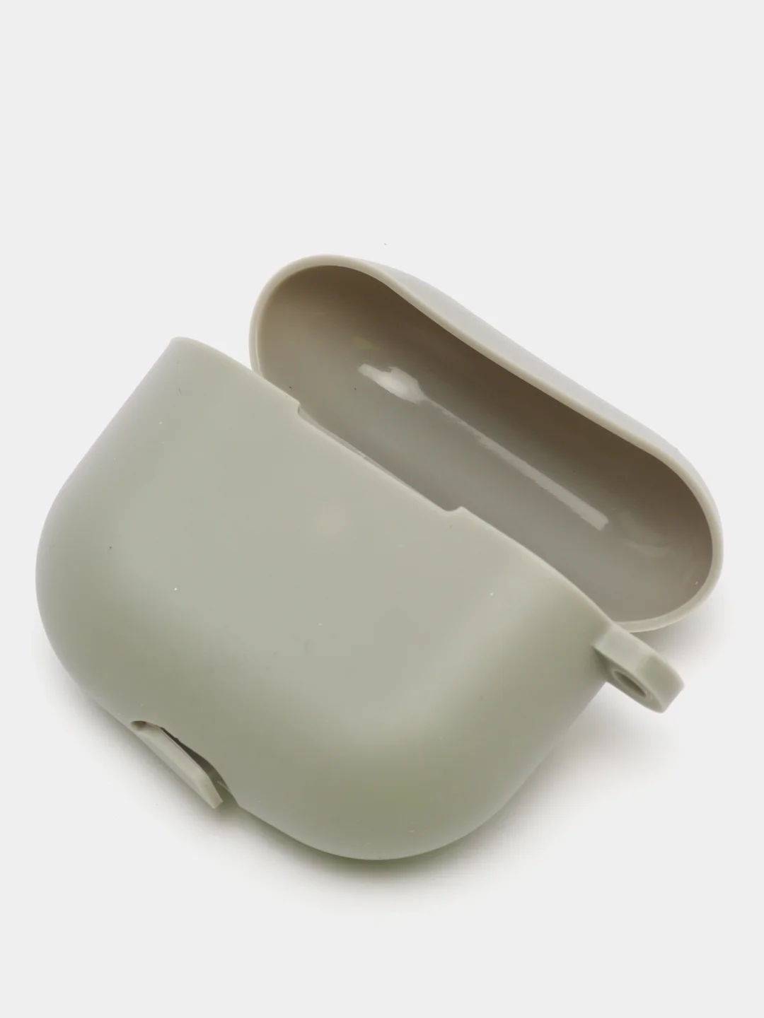 Серый силиконовый чехол для наушников Apple Airpods 3 с карабином в комплекте