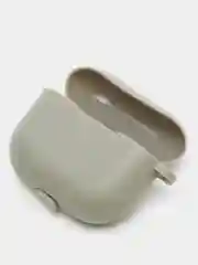 Серый силиконовый чехол для наушников Apple Airpods 3 с карабином в комплекте