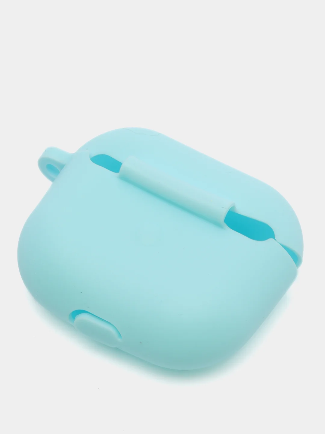 Голубой силиконовый чехол для наушников Apple Airpods 3 с карабином в комплекте