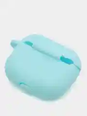 Голубой силиконовый чехол для наушников Apple Airpods 3 с карабином в комплекте