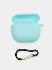 Голубой силиконовый чехол для наушников Apple Airpods 3 с карабином в комплекте