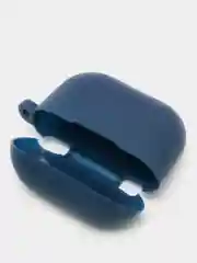 Темно-синий силиконовый чехол для наушников Apple Airpods 3 с карабином в комплекте