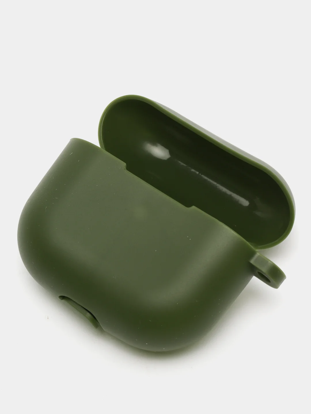 Тёмно-зелёный силиконовый чехол для наушников Apple Airpods 3 с карабином в комплекте