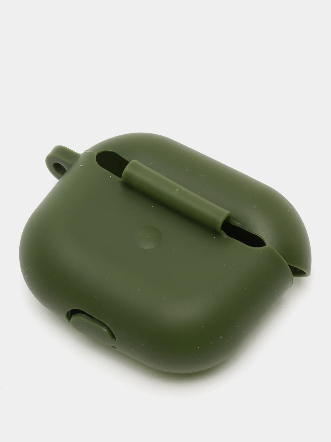 Тёмно-зелёный силиконовый чехол для наушников Apple Airpods 3 с карабином в комплекте
