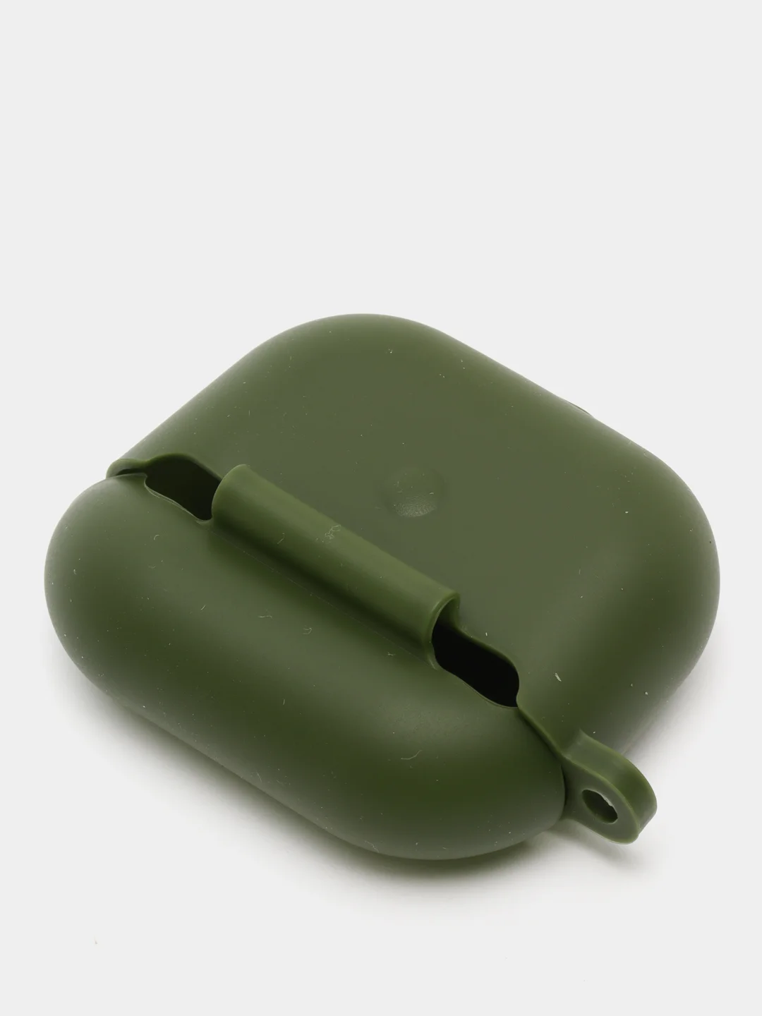 Тёмно-зелёный силиконовый чехол для наушников Apple Airpods 3 с карабином в комплекте