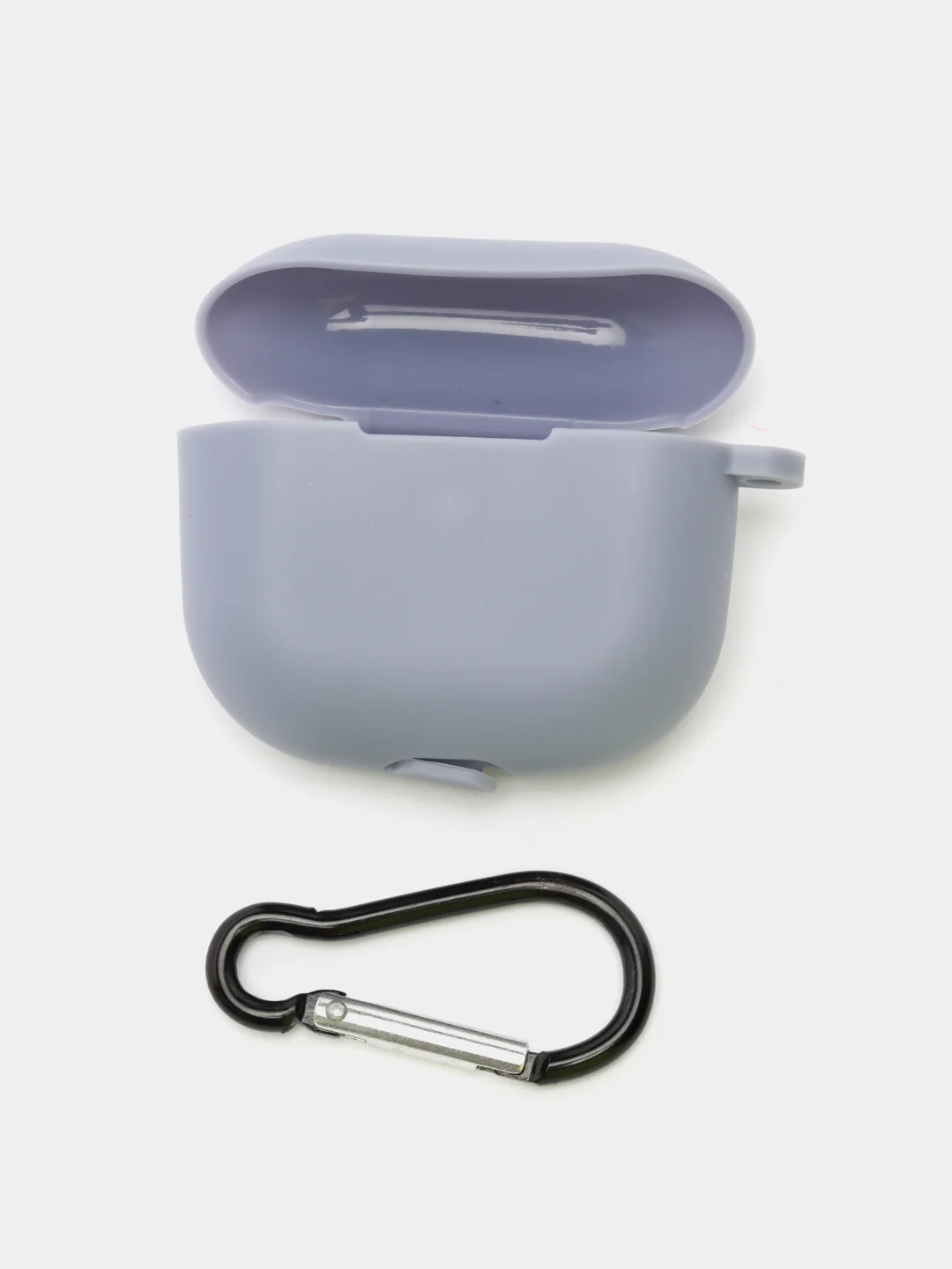 Сиреневый силиконовый чехол для наушников Apple Airpods 3 с карабином в комплекте