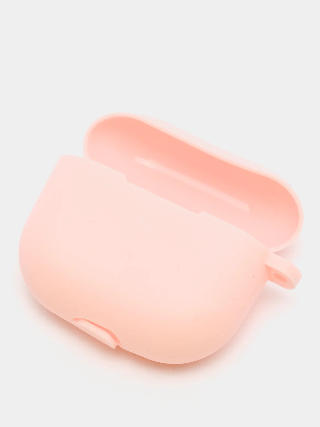 Пудровый силиконовый чехол для наушников Apple Airpods 3 с карабином в комплекте