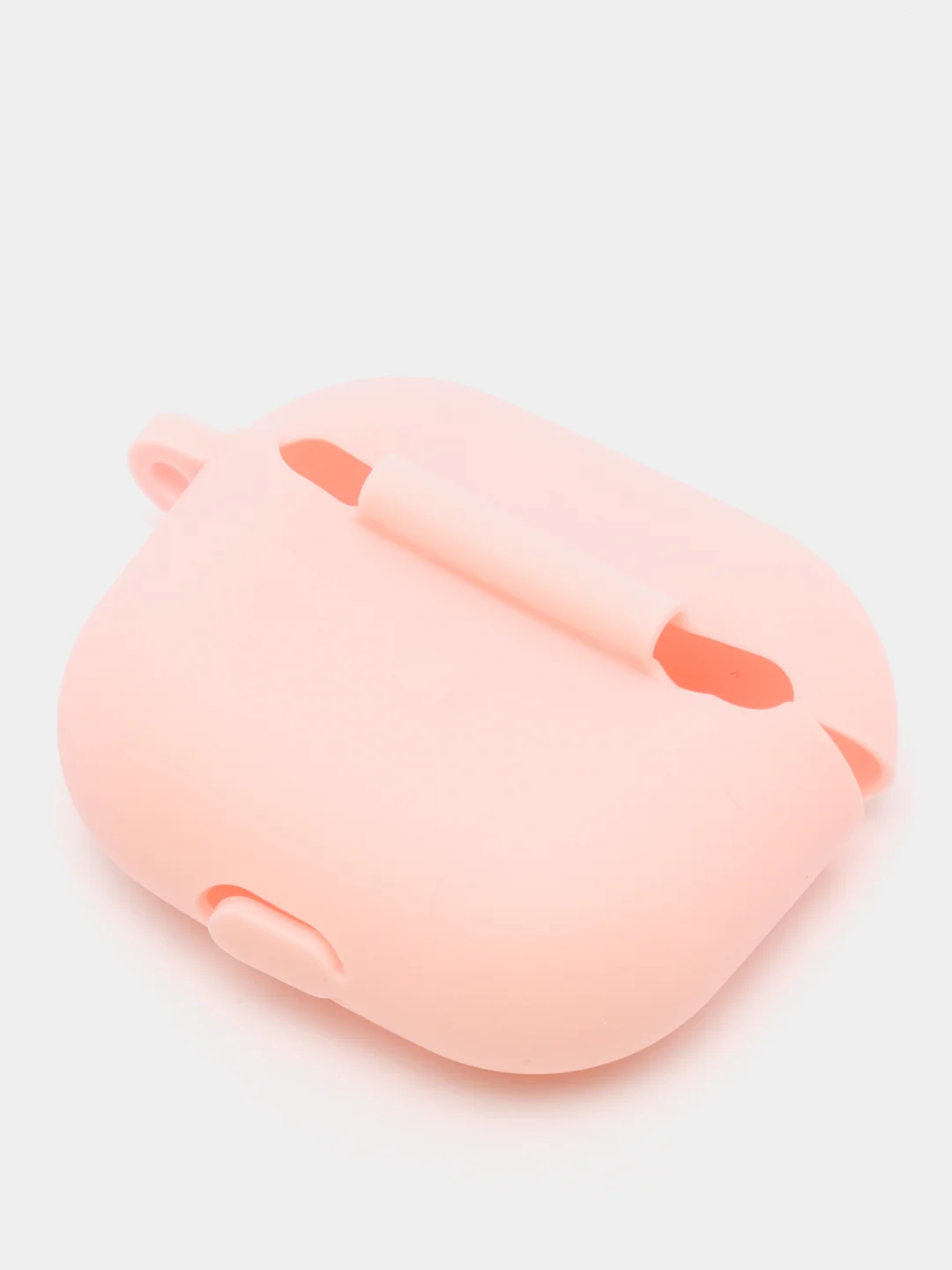 Пудровый силиконовый чехол для наушников Apple Airpods 3 с карабином в комплекте