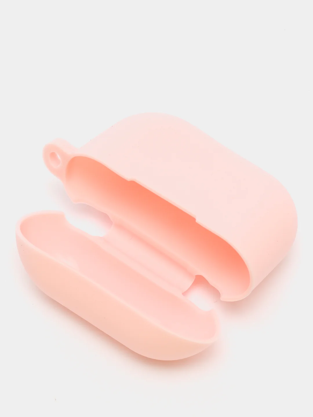 Пудровый силиконовый чехол для наушников Apple Airpods 3 с карабином в комплекте