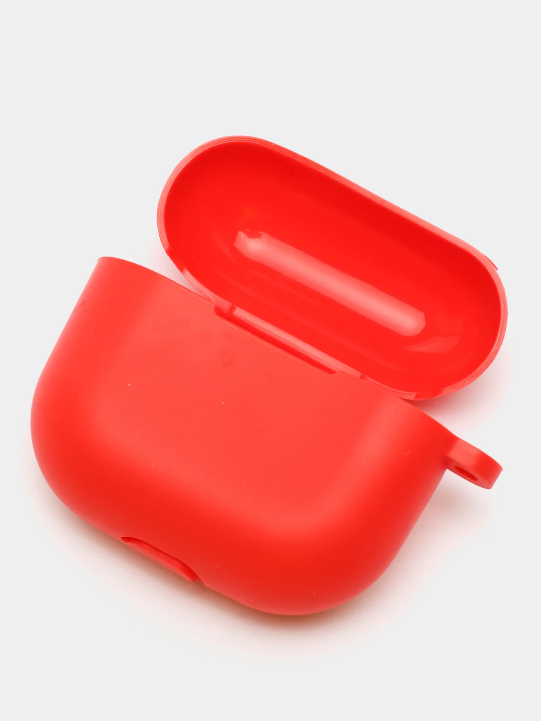 Красный силиконовый чехол для наушников Apple Airpods 3 с карабином в комплекте