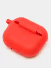 Красный силиконовый чехол для наушников Apple Airpods 3 с карабином в комплекте