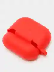 Красный силиконовый чехол для наушников Apple Airpods 3 с карабином в комплекте