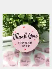 Набор наклеек для упаковки "Спасибо за заказ" 4 см - 60 шт / Стикеры "Thank you"