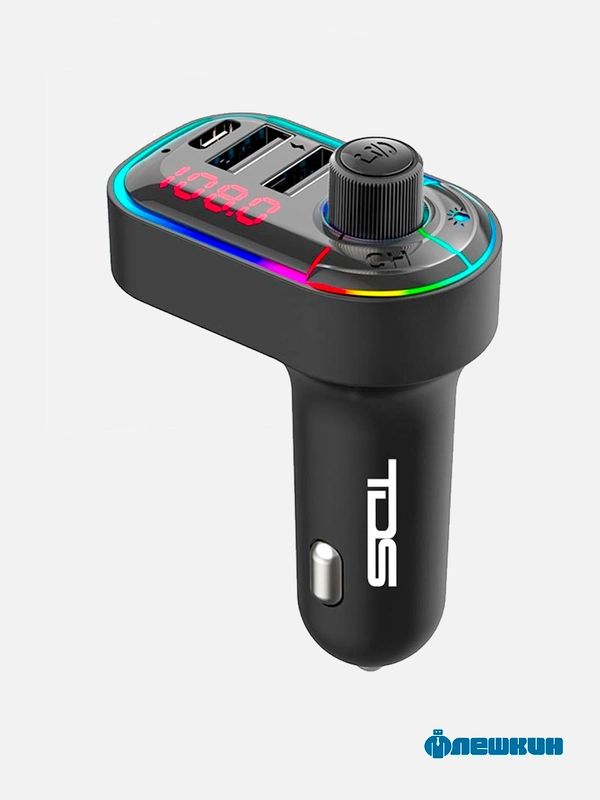 Автомобильный FM-трансмиттер модулятор TDS CAF12 RGB BT5.0 c функцией зарядки смартфона