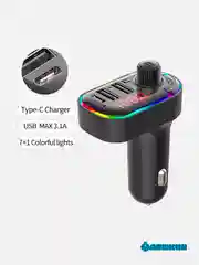 Автомобильный FM-трансмиттер модулятор TDS CAF12 RGB BT5.0 c функцией зарядки смартфона