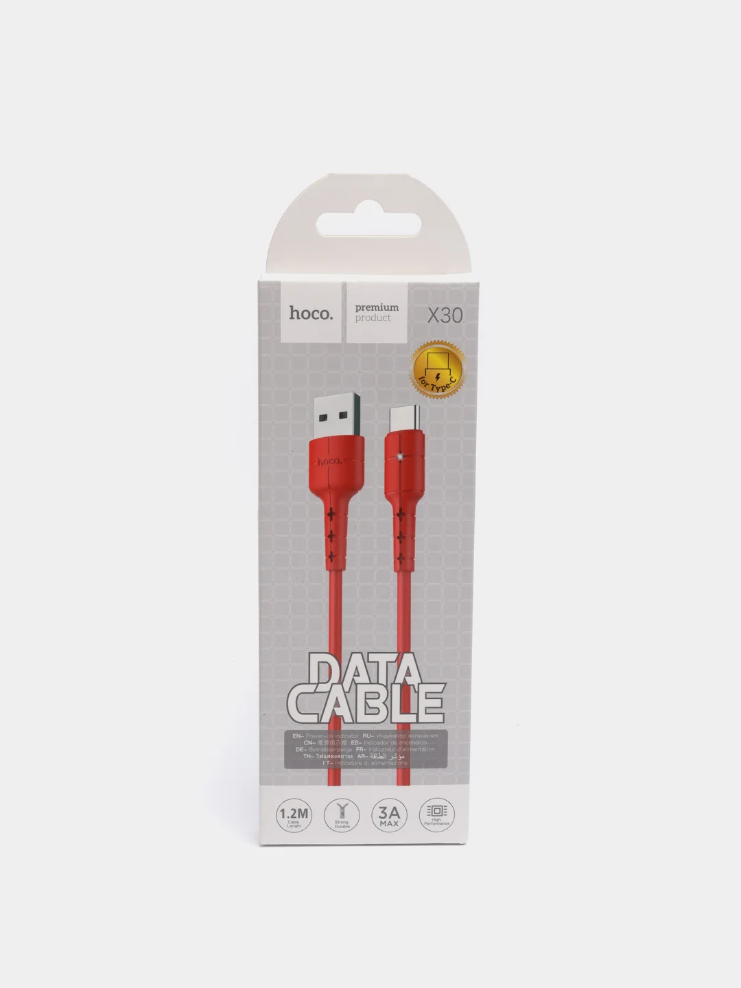 Красный кабель USB - Type C HOCO X30, силиконовый