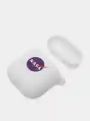Красный силиконовый чехол для наушников Apple Airpods 1, 2. с принтом Nike, Nasa (Найк, Наса))