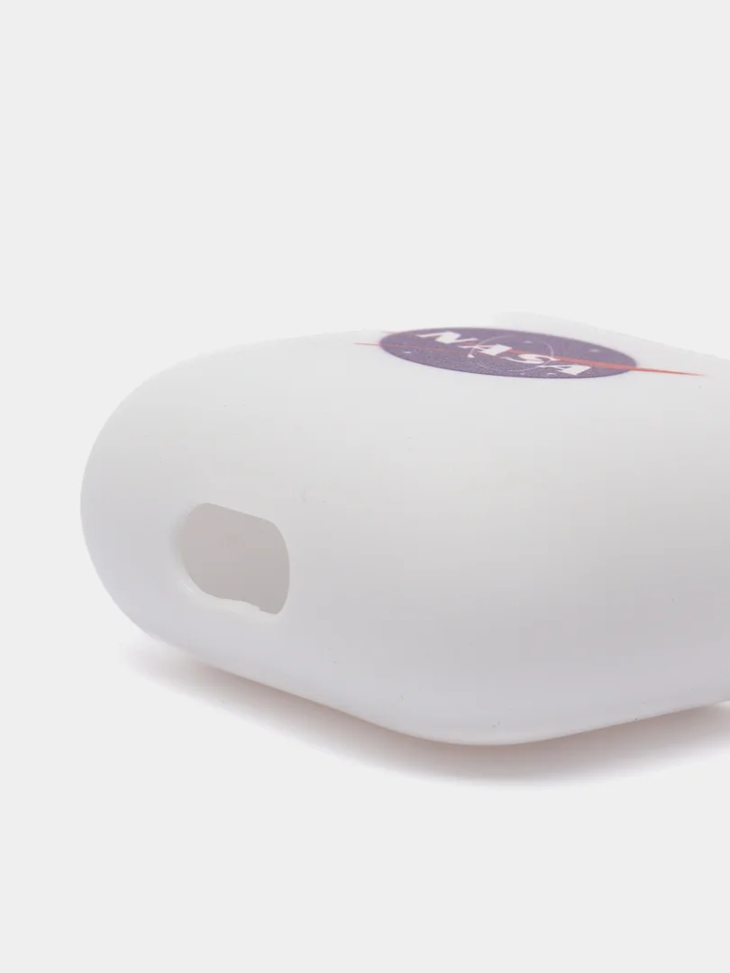 Красный силиконовый чехол для наушников Apple Airpods 1, 2. с принтом Nike, Nasa (Найк, Наса))