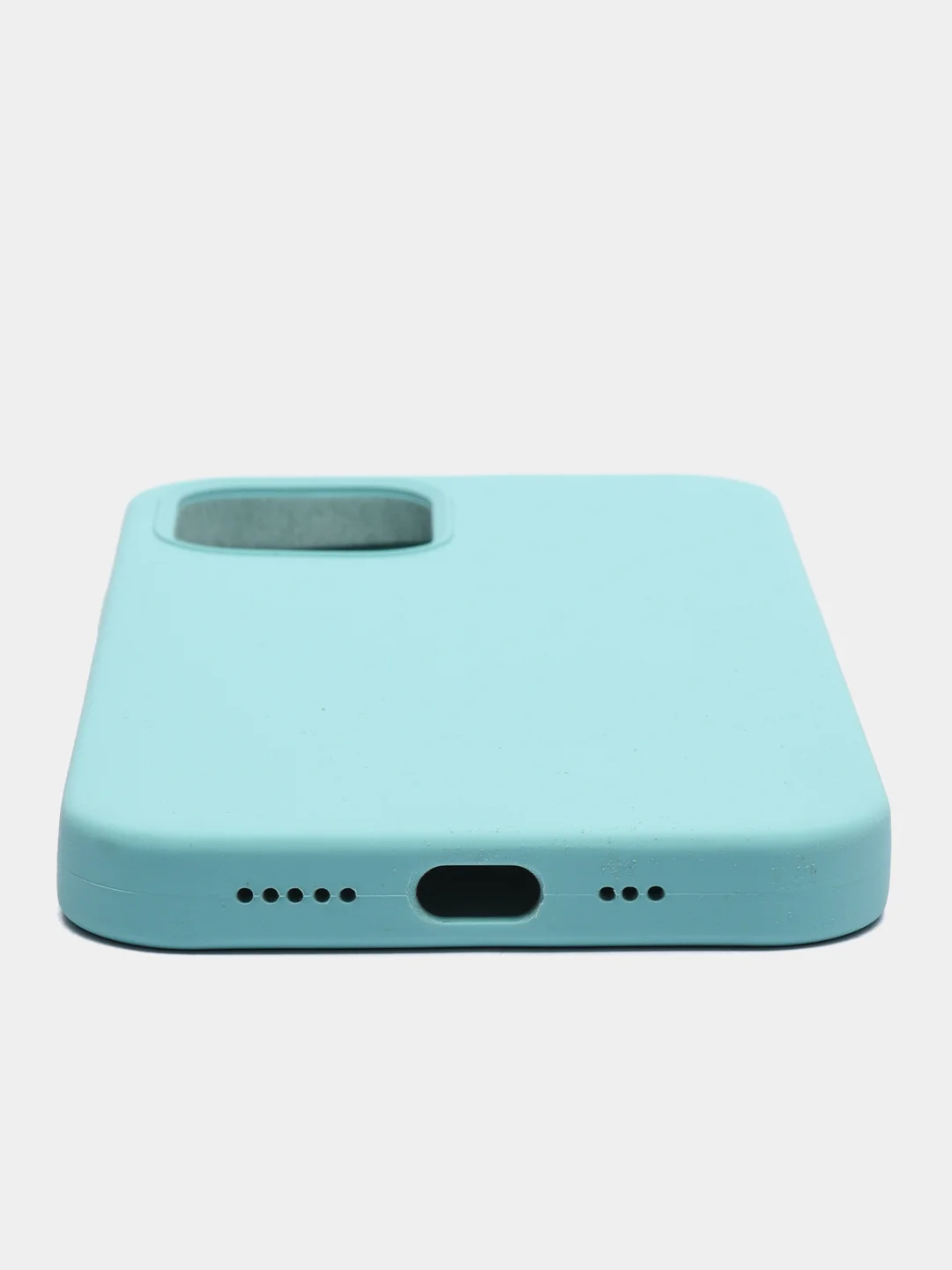 Мятный чехол на iPhone X, XS, XR, 7, 8, se, 12, 12 Pro, Mini, Max silicone case, закрытый низ, бархат внутри