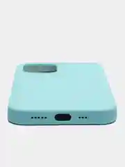 Мятный чехол на iPhone X, XS, XR, 7, 8, se, 12, 12 Pro, Mini, Max silicone case, закрытый низ, бархат внутри