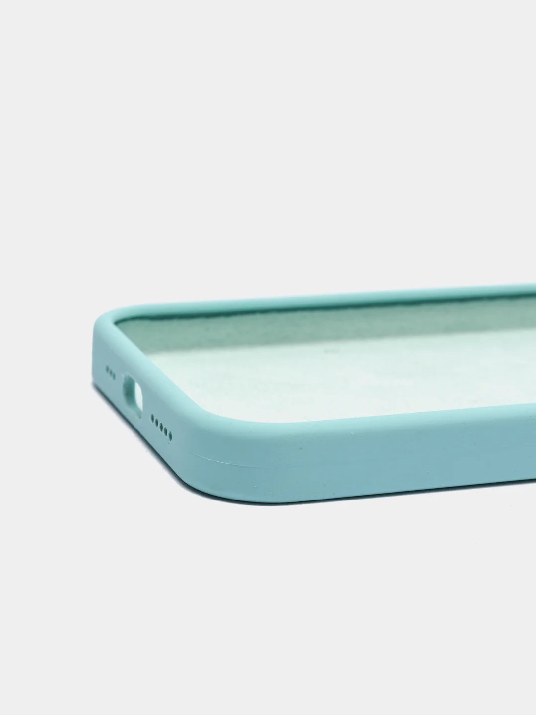 Мятный чехол на iPhone X, XS, XR, 7, 8, se, 12, 12 Pro, Mini, Max silicone case, закрытый низ, бархат внутри