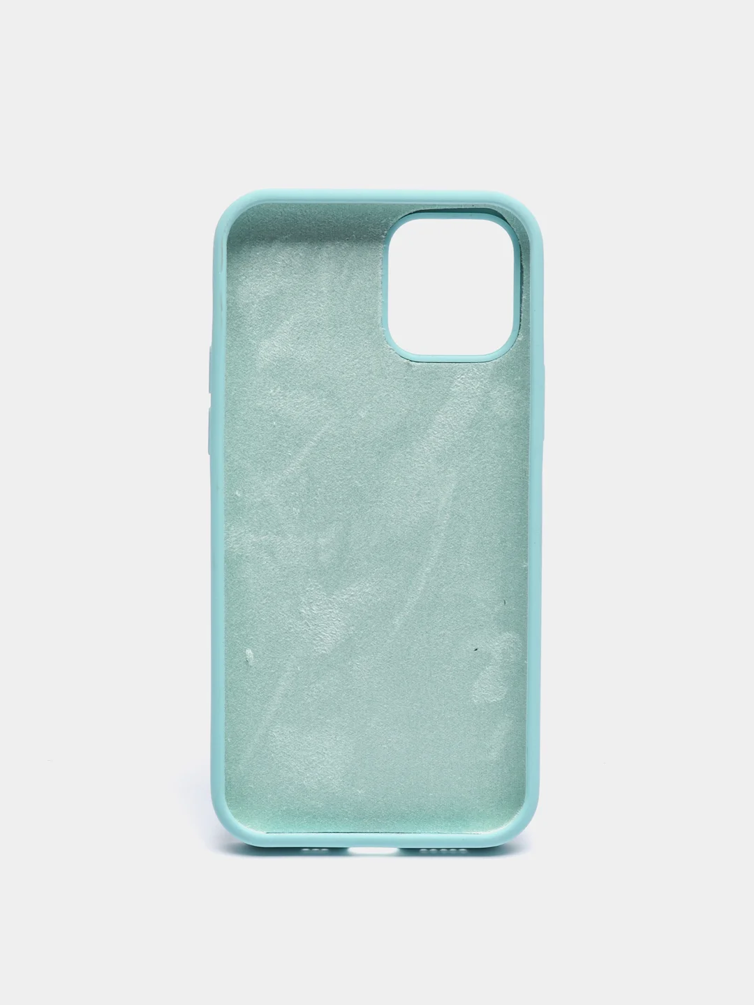 Мятный чехол на iPhone X, XS, XR, 7, 8, se, 12, 12 Pro, Mini, Max silicone case, закрытый низ, бархат внутри