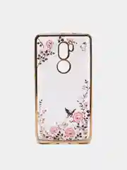 Золотой силиконовый чехол Xiaomi Mi 5s Plus, прозрачный, с окантовкой и стразами
