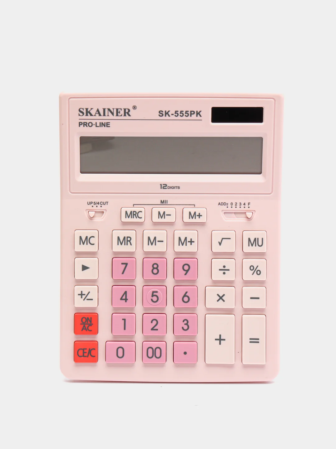 Розовый калькулятор настольный SKAINER SK-555BK, 12 разрядов, 155*205*35 мм