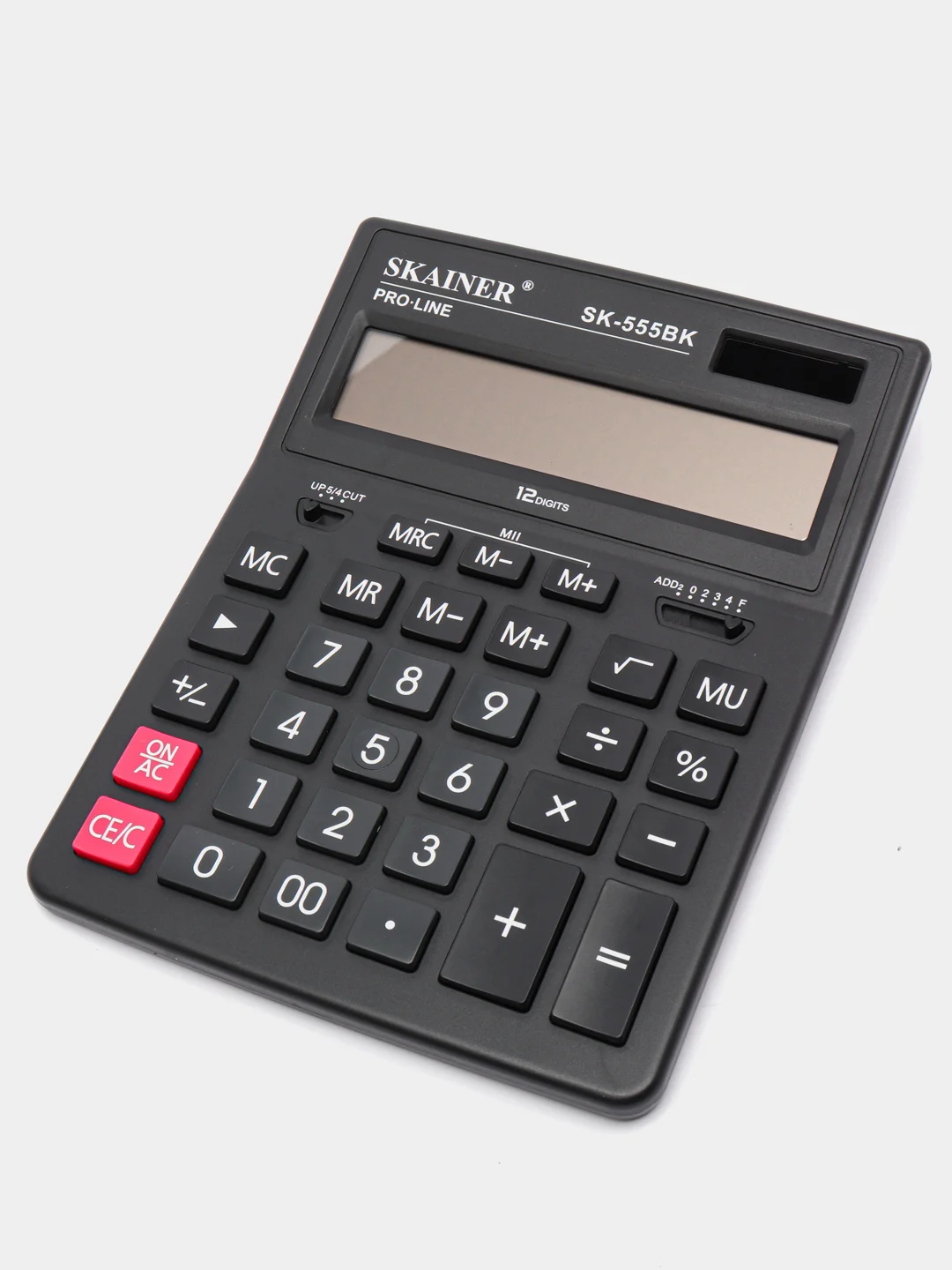 Черный калькулятор настольный SKAINER SK-555BK, 12 разрядов, 155*205*35 мм