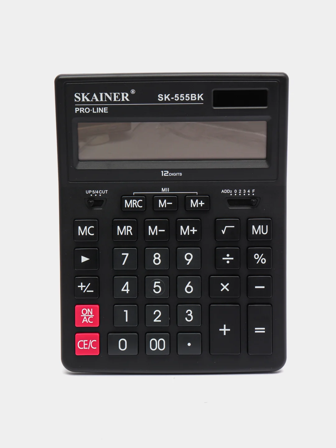 Черный калькулятор настольный SKAINER SK-555BK, 12 разрядов, 155*205*35 мм