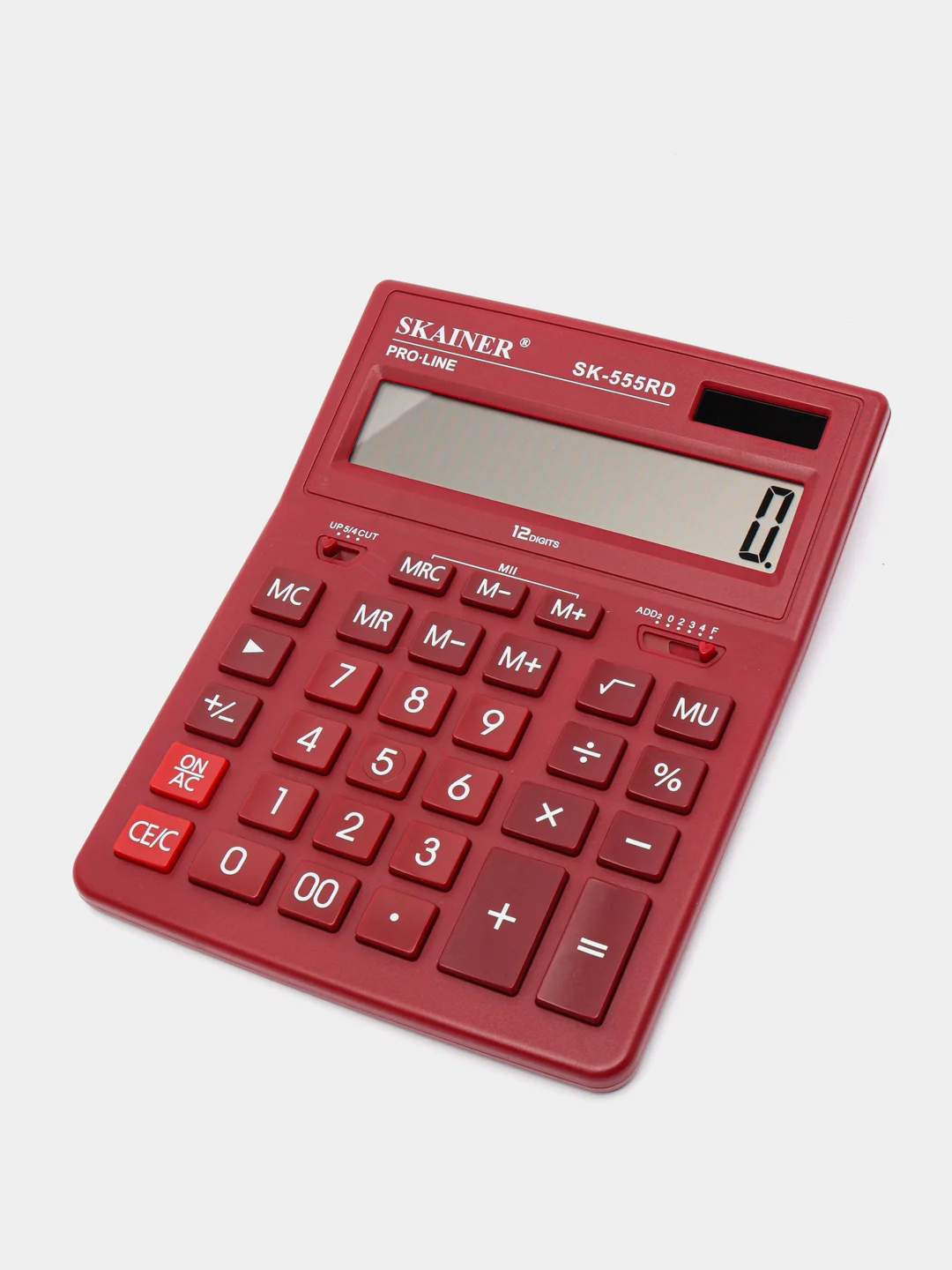 Красный калькулятор настольный SKAINER SK-555BK, 12 разрядов, 155*205*35 мм