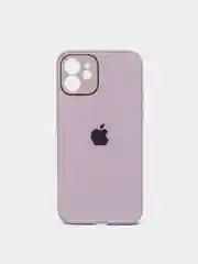 Сиреневый силиконовый чехол для iPhone 12, со стеклянной панелью