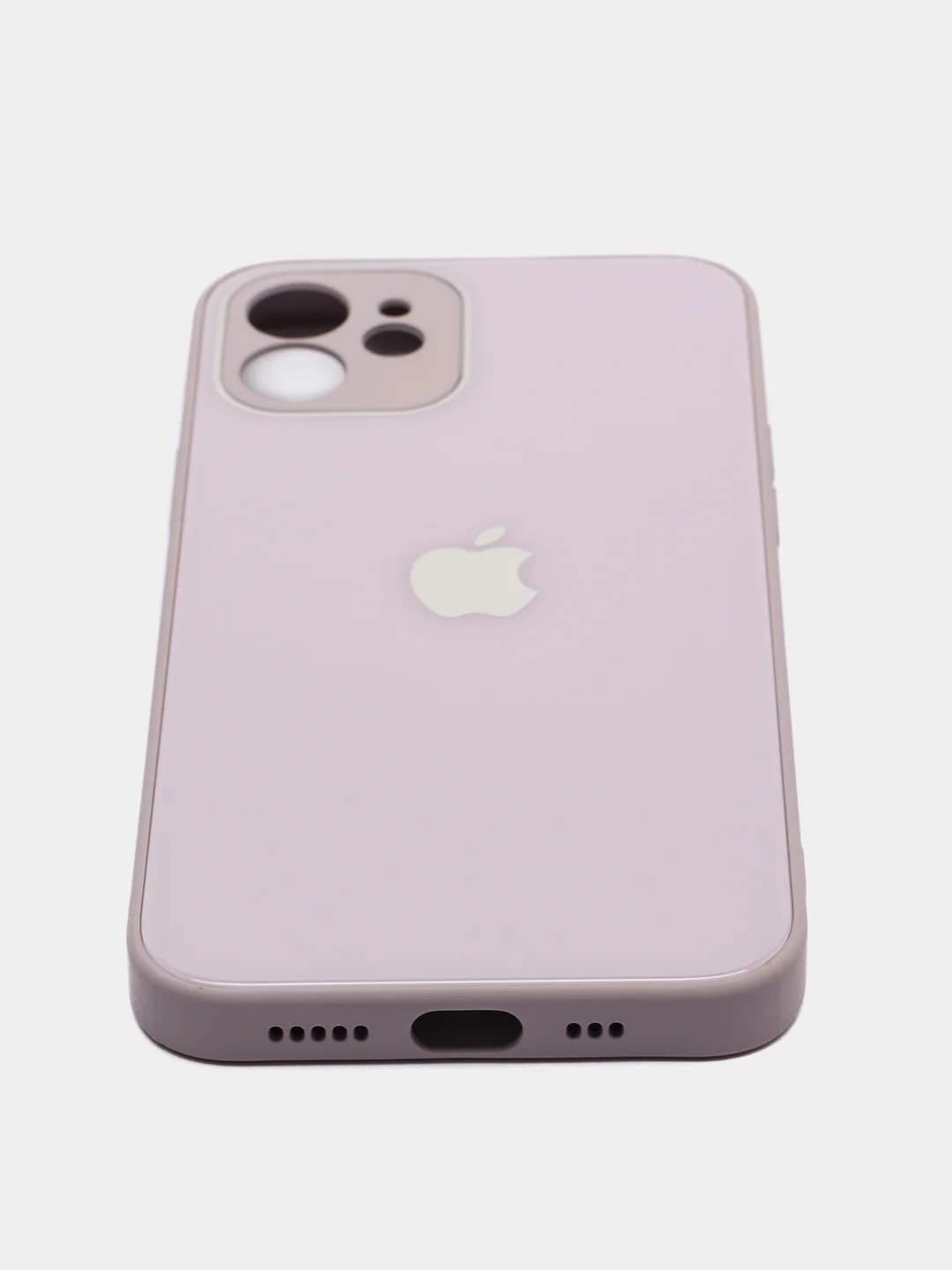 Сиреневый силиконовый чехол для iPhone 12, со стеклянной панелью
