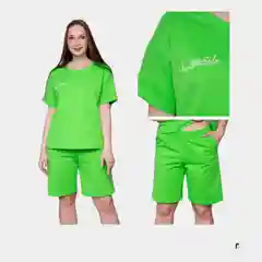 Лайм костюм женский летний с шортами из футера с лайкрой