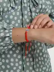 Серый металлик браслет "Красная нить"