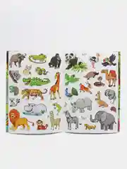 Многоразовые наклейки "Изучаем животных", книжка-панорамка