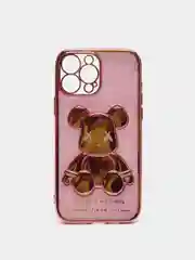 Розовый чехол на айфон 11 / 12 / 13 Pro Max силиконовый прозрачный IPhone про макс KAWS