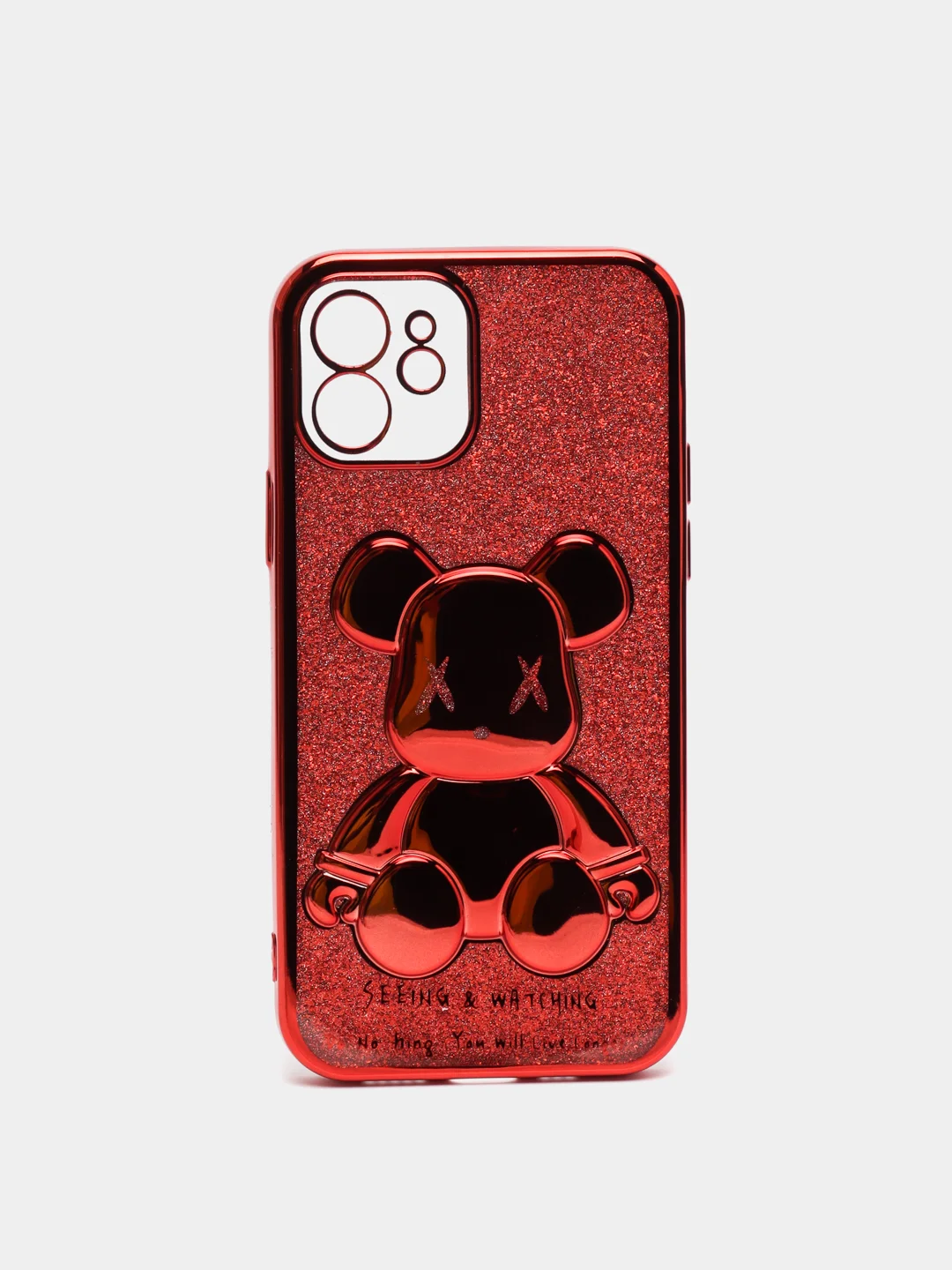Красный чехол на айфон 11 / 12 / 13 Pro Max силиконовый прозрачный IPhone про макс KAWS