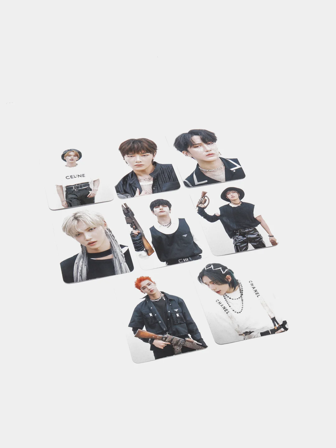 Бежевый карточки k-pop "Stray Kids", ламинированные, 8 штук